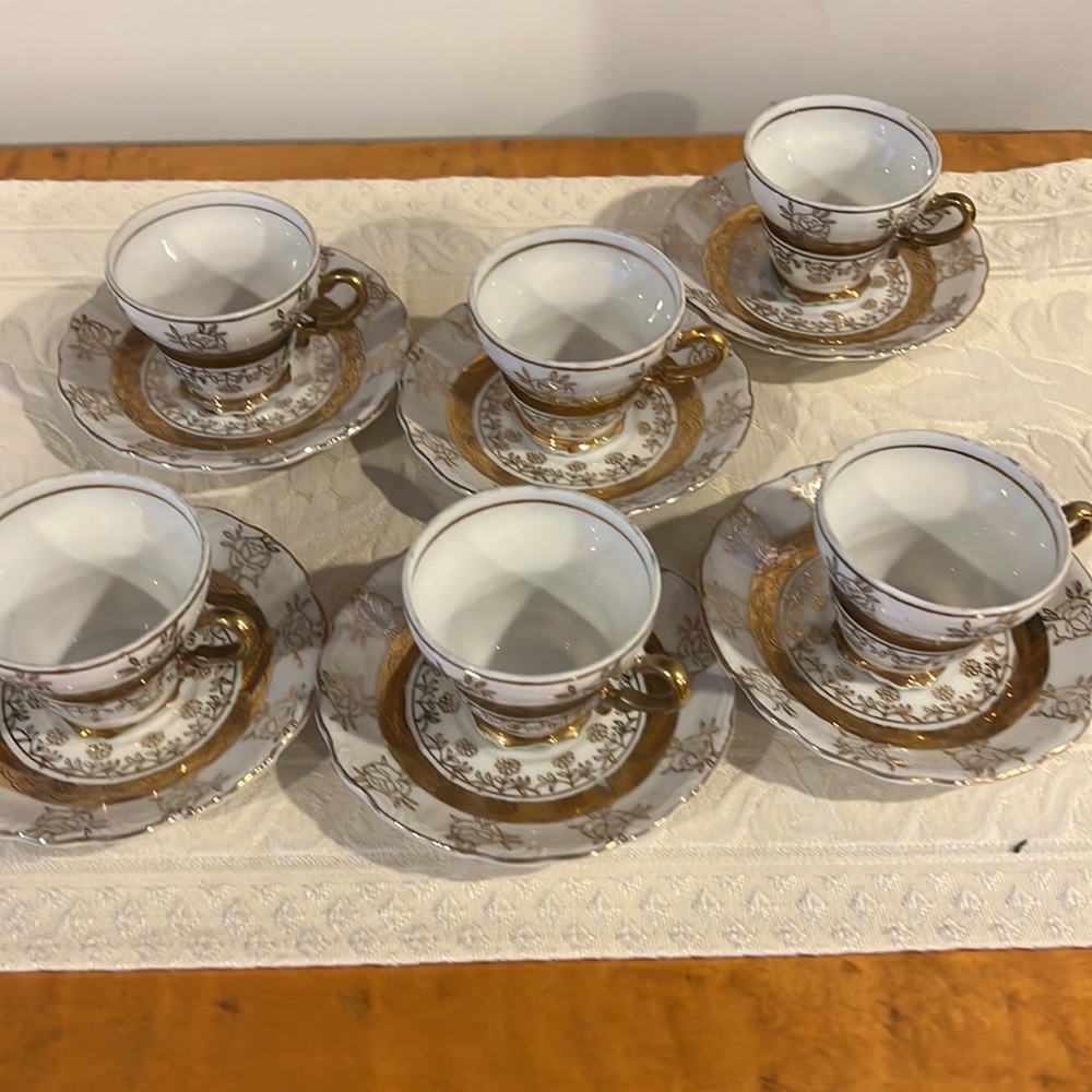 Sterling China Small Teacup & Saucer Set of 6 cups, 6 saucers